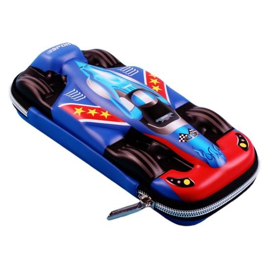 

Коробка для канцелярских принадлежностей большой емкости на молнии, водонепроницаемая гладкая поверхность, сумка для хранения карандашей в форме автомобиля, студенческие принадлежности темно-синий