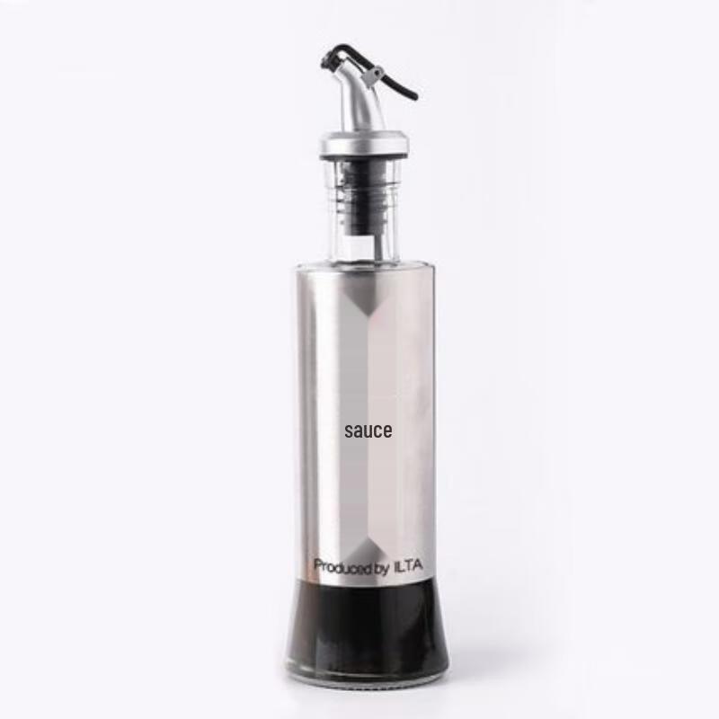 ZISIZ Stainless Steel Glass Oil and Seasoning Bottle Set