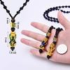Men's Pixiu Obsidian-Style Buddhist Bead Necklace with Color-Changing Fortune-Enhancing Design.