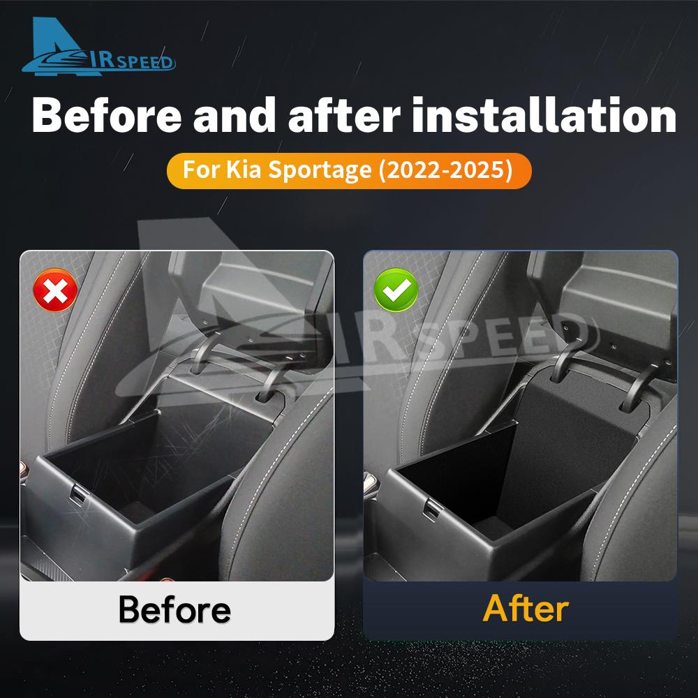 TOP Suede Armrest Storage Box Center Console Tray Holder Sticker for Kia Sportage NQ5 2022 2023 2024 2025 Interior Accessories