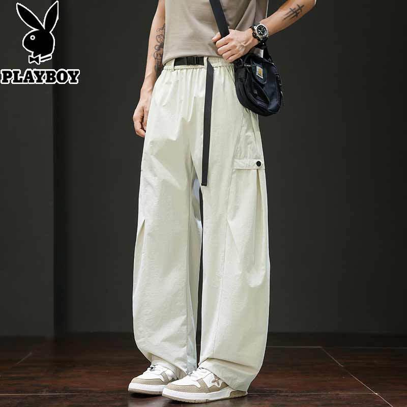 PLAYBOY Men's Loose Straight Leg Casual Parachute Pants