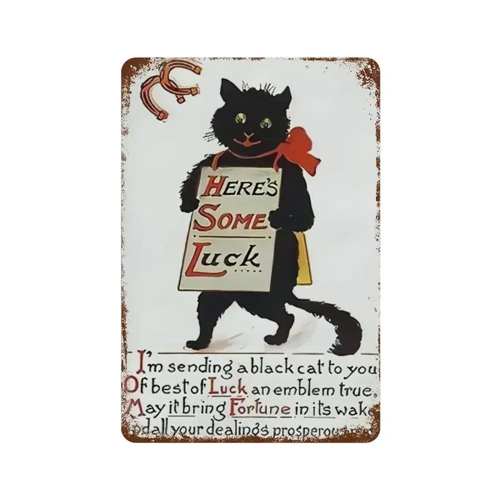 Funny Coffee Sign Retro Cat Posters Metal Tin Sign Vintage Kitchen Signs Coffee Bar Sign Cat Wall Art Poster Cats Home Decor