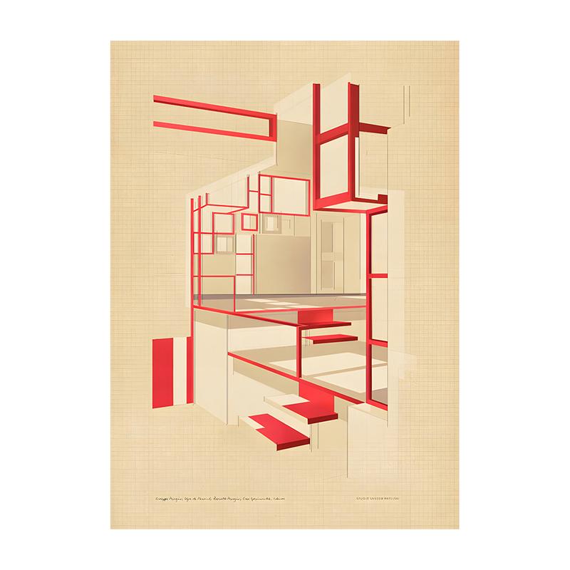 Vintage Bauhaus Residential Composition Poster Print Classic Canvas Painting Abstract Wall Art Picture for Home Decoration