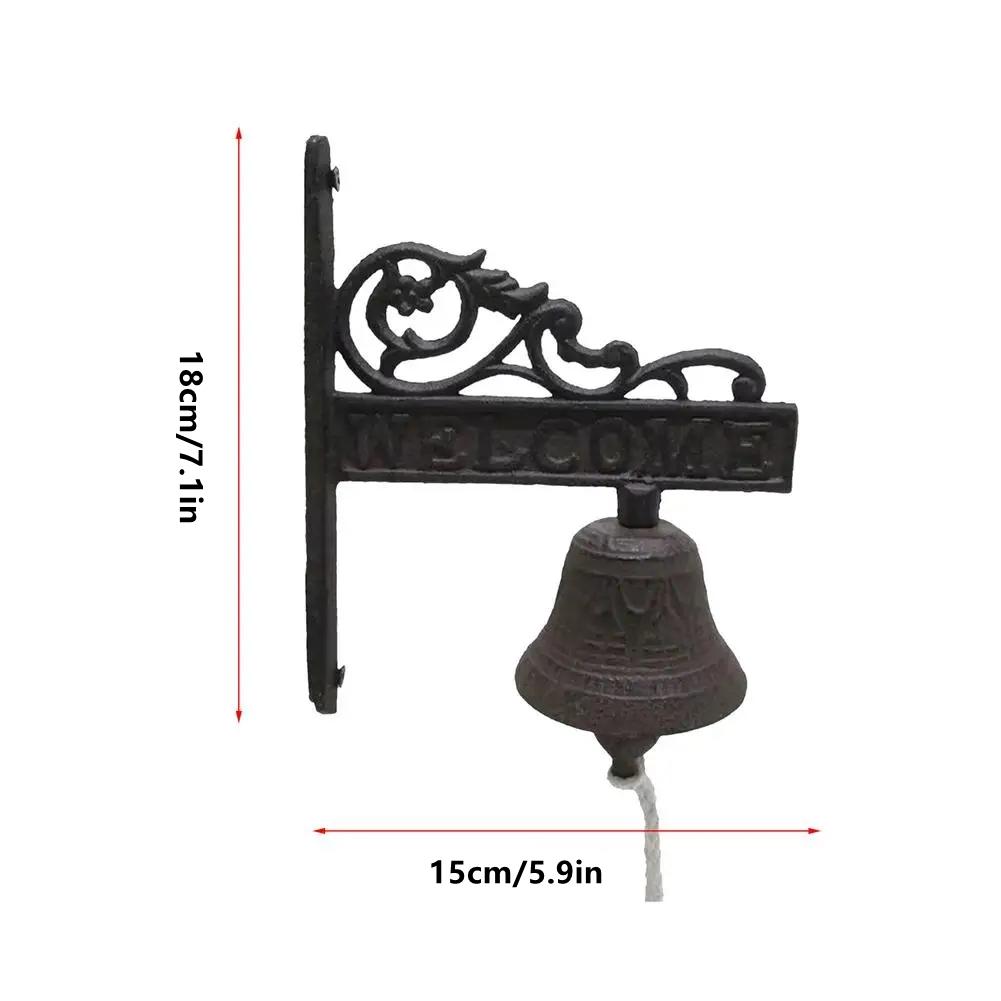 Retro Cast Iron Door Bell Rustic Wall Hanging Welcome Doorbell Vintage Outdoor Front Gate Bell Knocker Antique Home Decoration