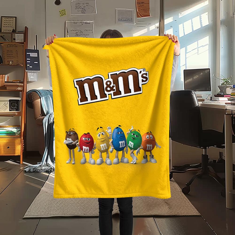 1pz Coperta in Flanella con Stampa M&M's, Alta qualità, Per Tutte le Stagioni, Decorazione per la Casa, Calore e Comfort, Perfetta per Regali di Natale
