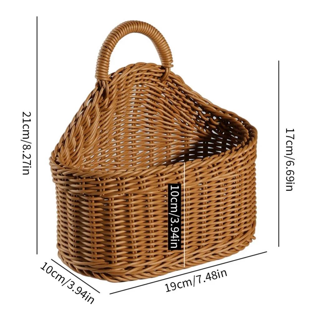 New Hand-woven Kitchen Storage Basket With Handle Woven Hanging Baskets For Fruit Sundries Organizer Plant Decoration Wall Baske