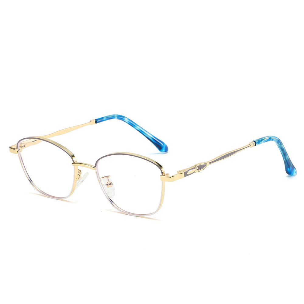 2025 Women’s Fashion Color-Changing Anti-Blue Light Metal Glasses with Flat Lenses - European & American Style