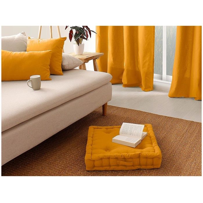 Plain Floor Cushion 50 X 50 Cm Panama Mustard