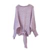 Autumn and Winter New Back Strap Bow Knitted Sweater Top Sequined Design Loose Sweater Pullover Woman