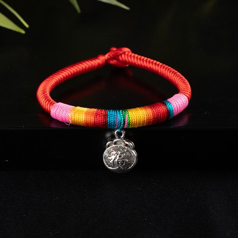 Этнический тибетский стиль, Алмазный узел, Многоцветный плетеный браслет, Фестиваль лодок-драконов, Красная веревка на Новый год, Замок безопасности с иероглифом «Фу»