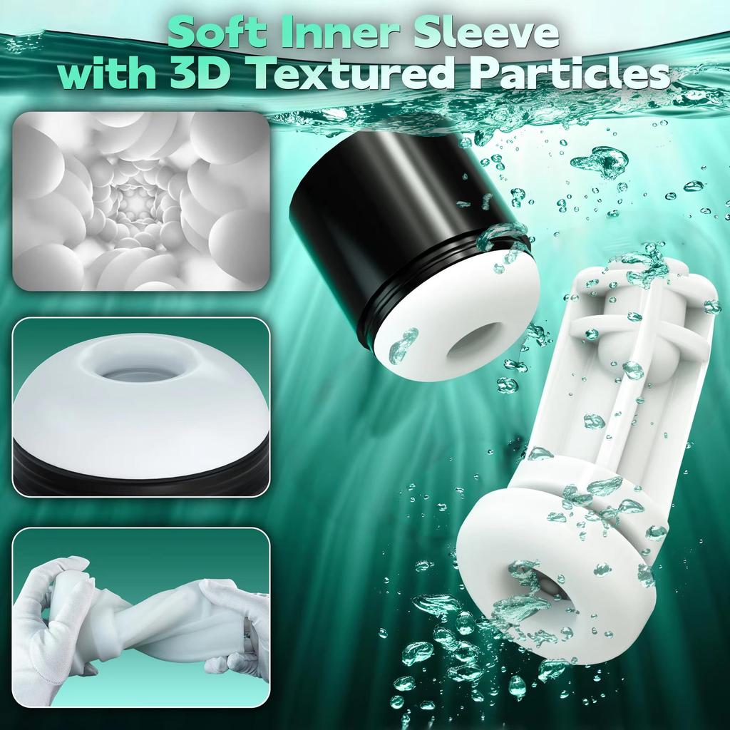 Masturbator Masculin Automat cu Aspirație și Mișcare de Duș, cu Mâner, Cupă de Masturbare cu Strat Dublu, Pizdă de Buzunar, Jucărie Adultă pentru Bărbați