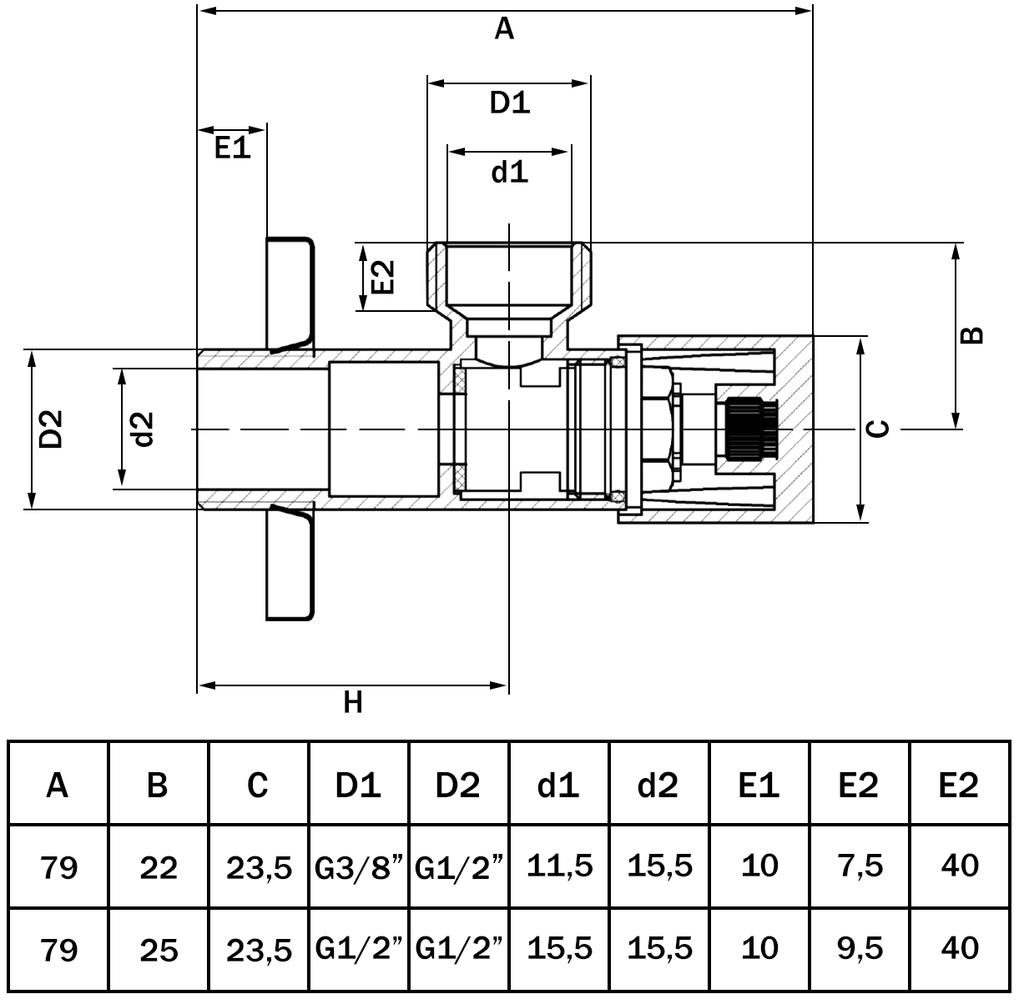 Gold Angle Shut-Off Valve 1/2"X3/8"", Ceramic Heads