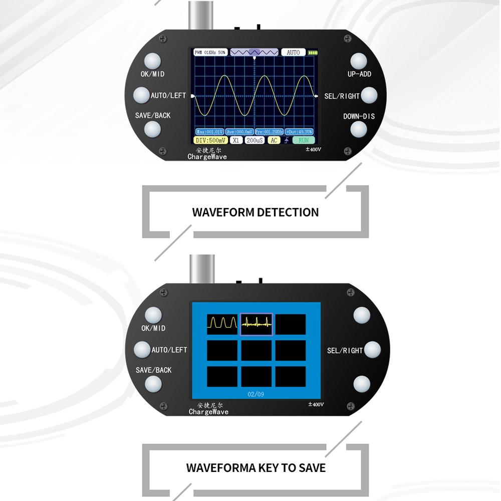 Handheld Oscilloscope 320*240 Resolution 2.4inch TFT Display 2.5MHz Sample Rate 500KHz Bandwidth