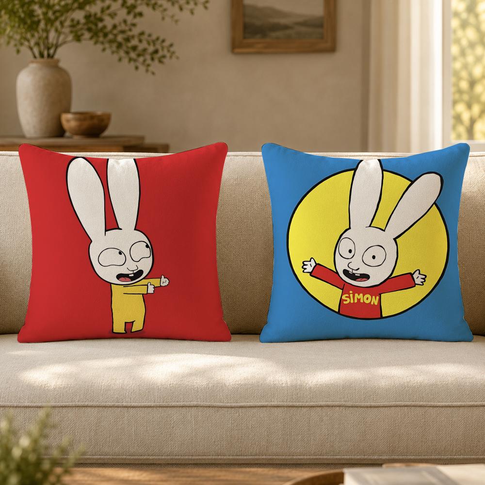 Cartoon Ssimon Rabbit Cushion Cover Shortplush Cushion Coverbreathableskinfriendlywashableroom Sofa Decor Gift