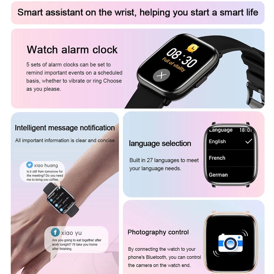 New Smart Watch Full Touch Screen Bluetooth Call AI Voice Heart Rate Waterproof Watches Sports Bracelet Smartwatch Women