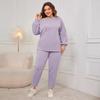 A New Off-the-shoulder Large-sized Loose Casual Long-sleeved and Long Pants Suit for Women