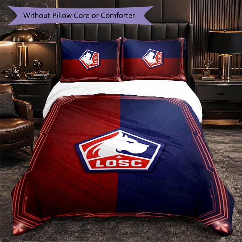 LOSC Lille FC Themed Bedding 3Pcs Duvet Cover Set Decorative Bed Linen For Teen Room Home Decoration