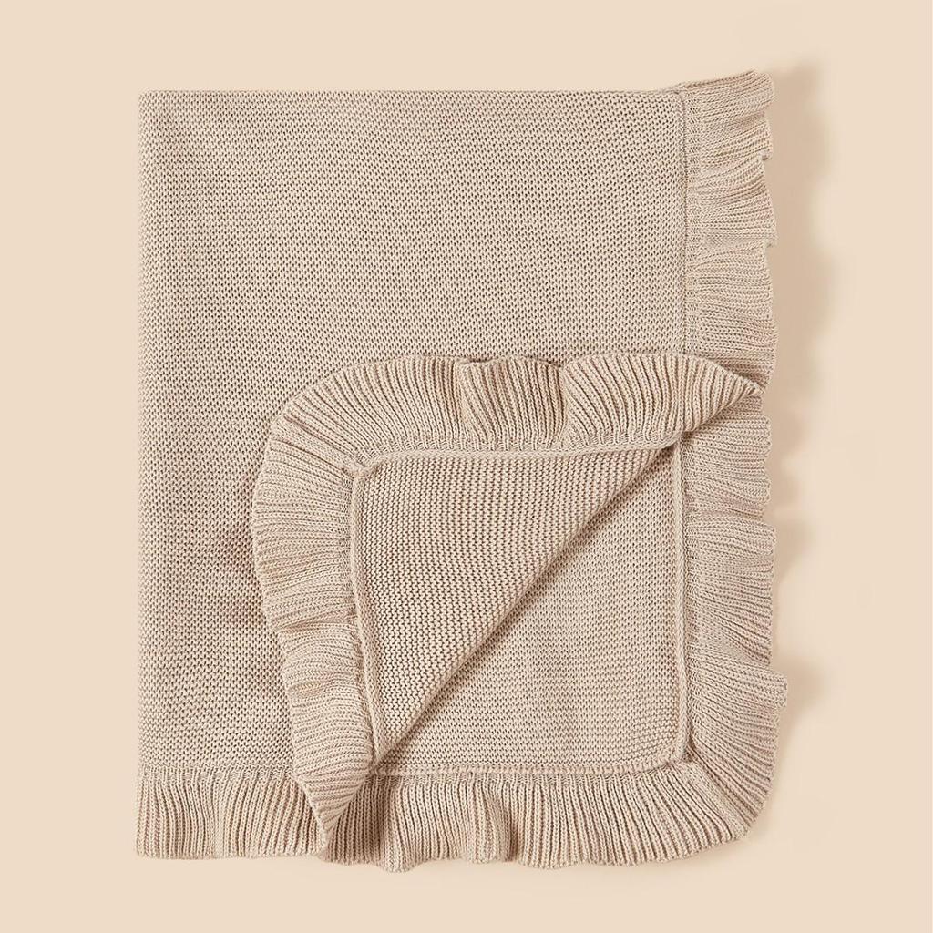 Dětská zavinovací deka v INS stylu z čisté bavlny s volánky