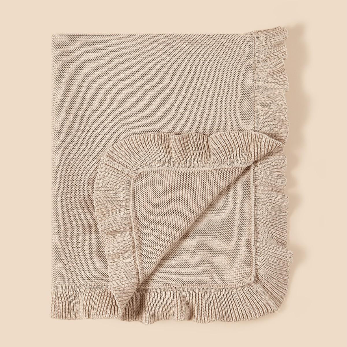 

INS Style Baby Pure Cotton Ruffle Knit Swaddle Blanket 70*90cm хаки