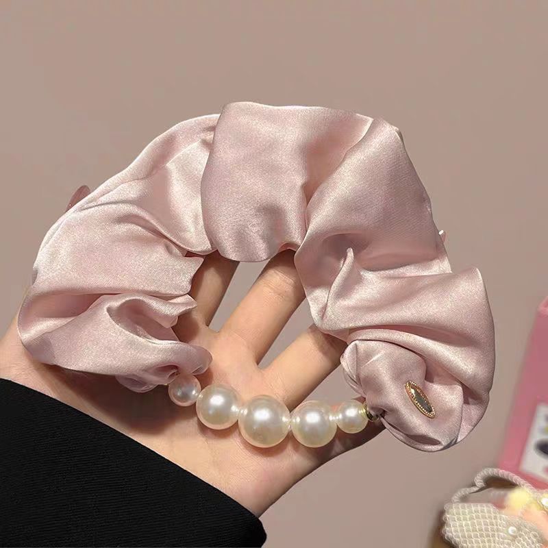 Elegant Pearls Large Intestine Scrunchie Hair Band For Women Girls Sweet Hair Ornament Ponytail Holder Hair Tie Hair Accessories