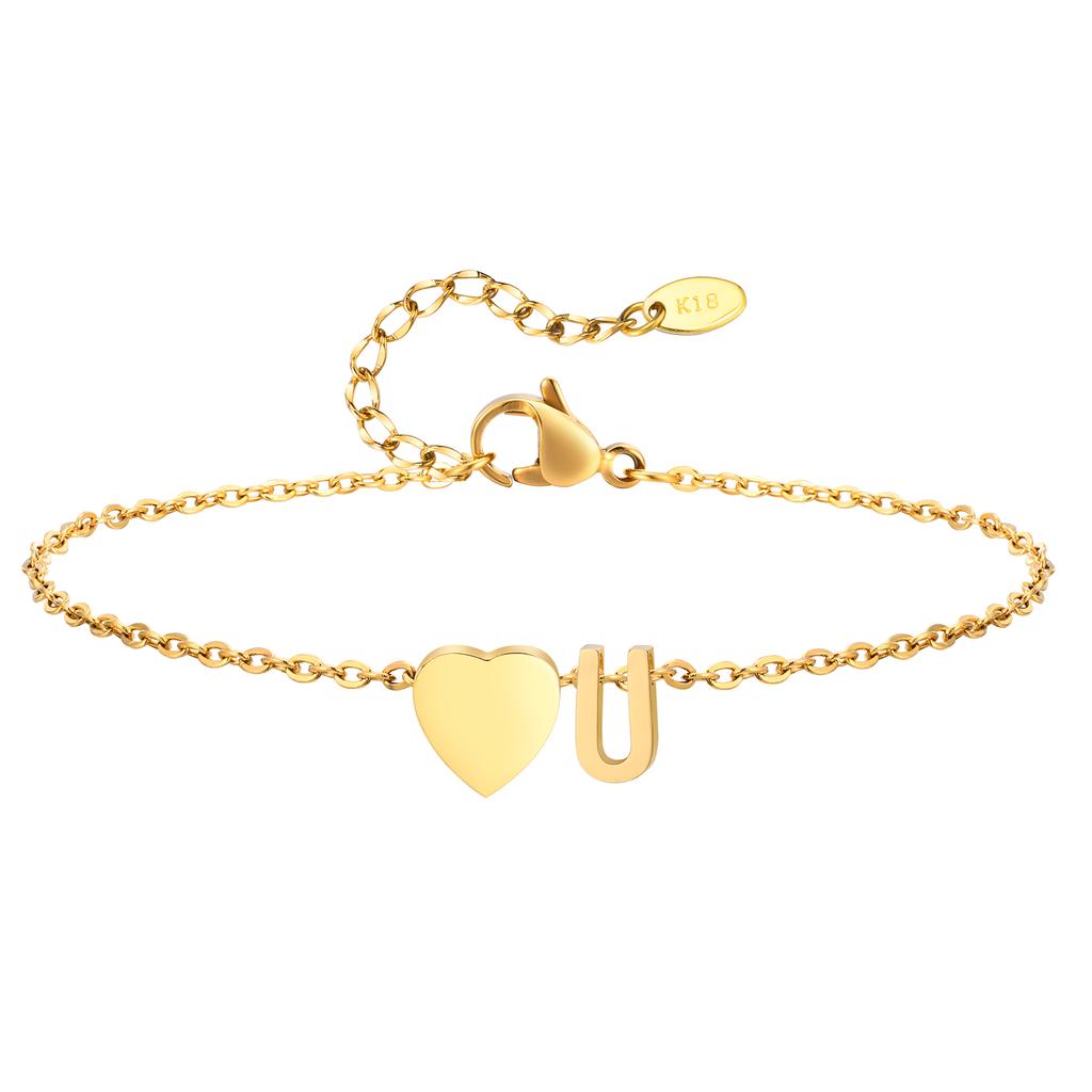 Bohemia A-Z Letter Initial Anklet for Women Gold Color Heart Alphabet Ankle Bracelet Beach Party Travel Fashion Foot Jewelry