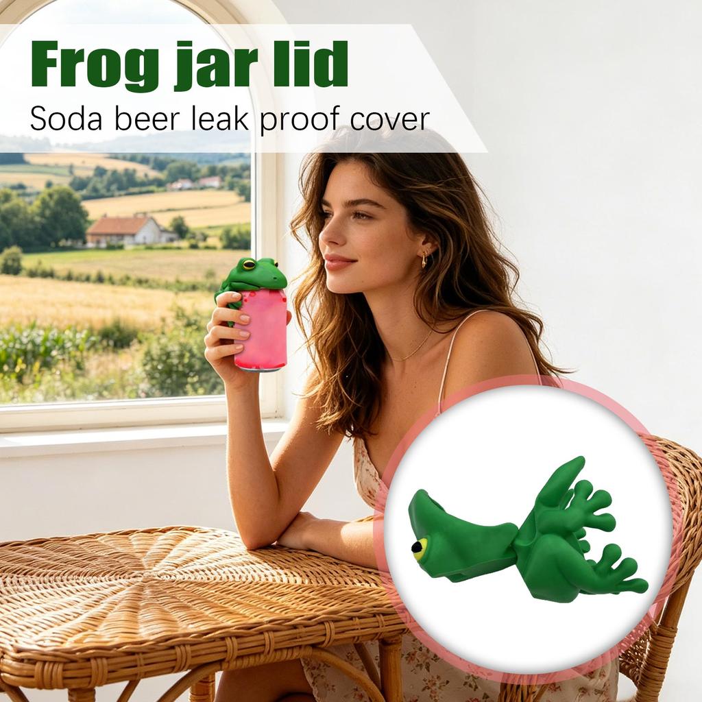 Reusable Frog Shape Can Lid Seal Cover for Soda Beer Bottles Leak Proof Flexible Silicone Material Fits Standard Can Sizes