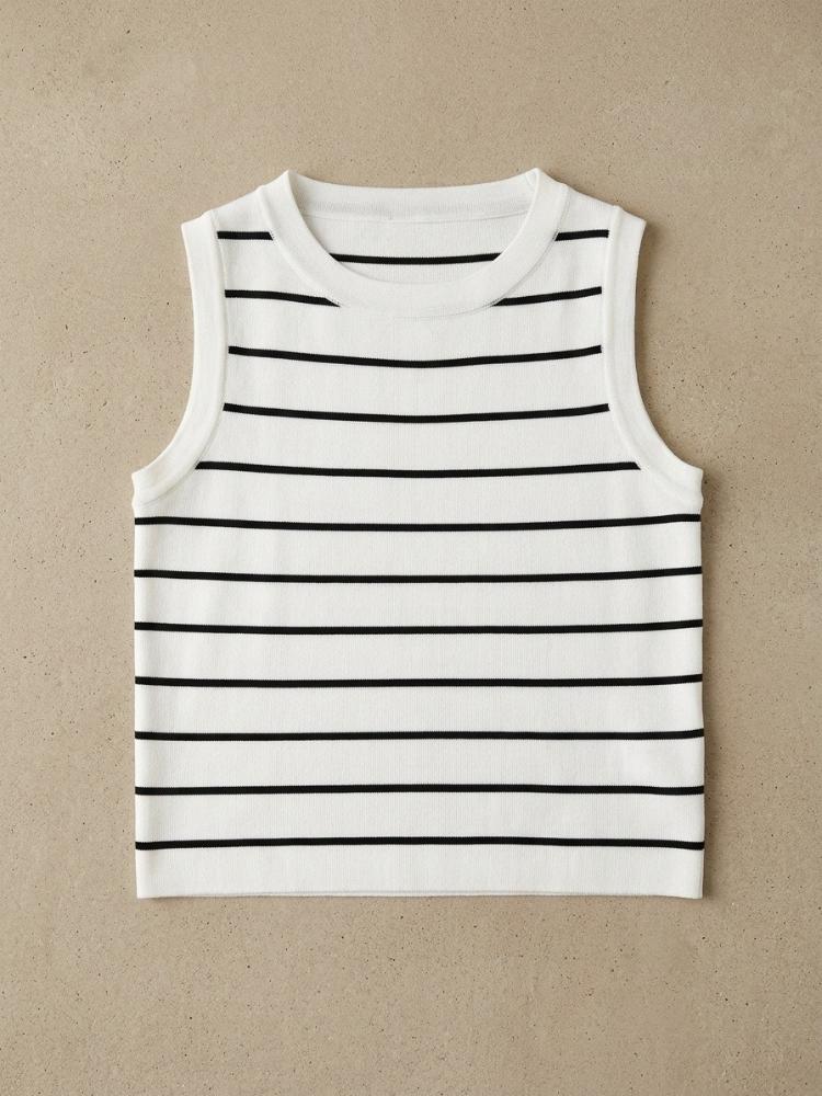Stripe Women Knitted Tank Top Summer Fall Slim Sweater Short Sleeveless Solid Spring Autumn Sweaters Pullovers 2026