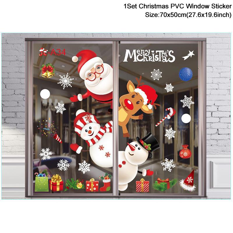 Christmas Window Stickers Santa Claus Snowflake DIY Wall Decal 2026 Christmas Decorations For Home New Year Ornaments Gift 2026