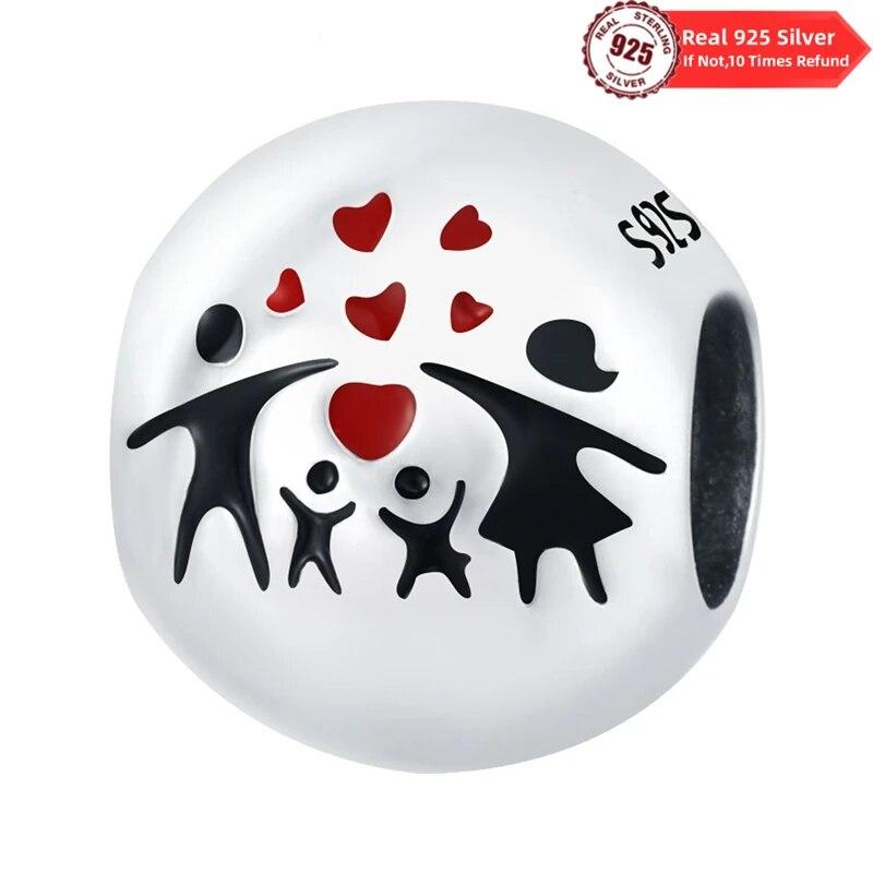 Charms Real Copper Fit Fine Original Bracelet Family Love Friendship Beads Diy Fine Jewelry Gifts Making