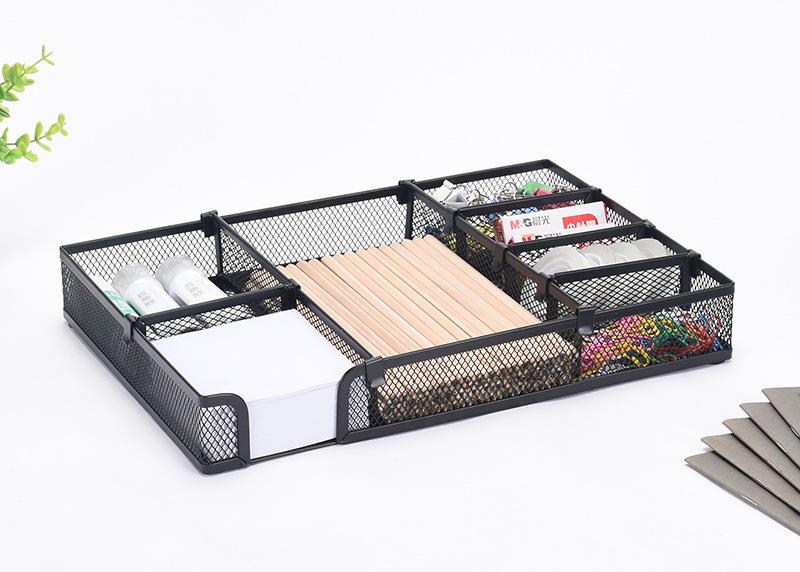 Metal Mesh Multi-Compartment Storage Tray for Office, Cutlery & Stationery - DIY Assembly