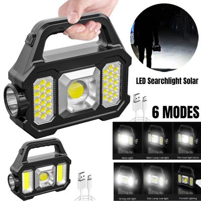 Prenosné LED bodové svetlo Super jasné LED pracovné svetlo Vyhľadávacie svetlo Solárne USB dobíjacie pre vonkajšiu kempingovú lampu Led baterku