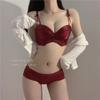 Pure Desire Girl Red Underwear Small Chest Push Up To Show Big Sexy Side Breasts Bra Set