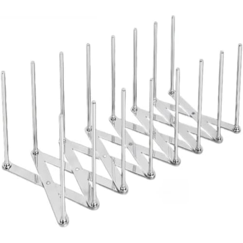 Crystal Craft Extendable Dish Stand, Kitchen Storage for Dishes and Pot Lids, Stainless Steel