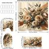 Water-Resistant Floral Shower Curtain Set With 12 Hooks, Non-Slip Bathroom Rugs, Toilet Seat Cover, Decorative Woven Polyester