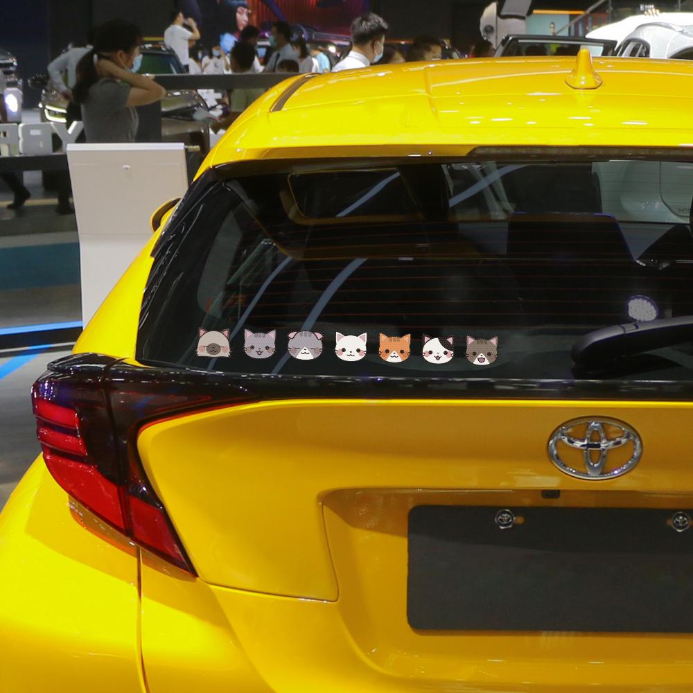 10Pcs Cartoon Cat Car Sticker Vehicle Motorcycle Reflective Scratch Blocking Window Windshield Cute Helmet Sticker Cute Decor