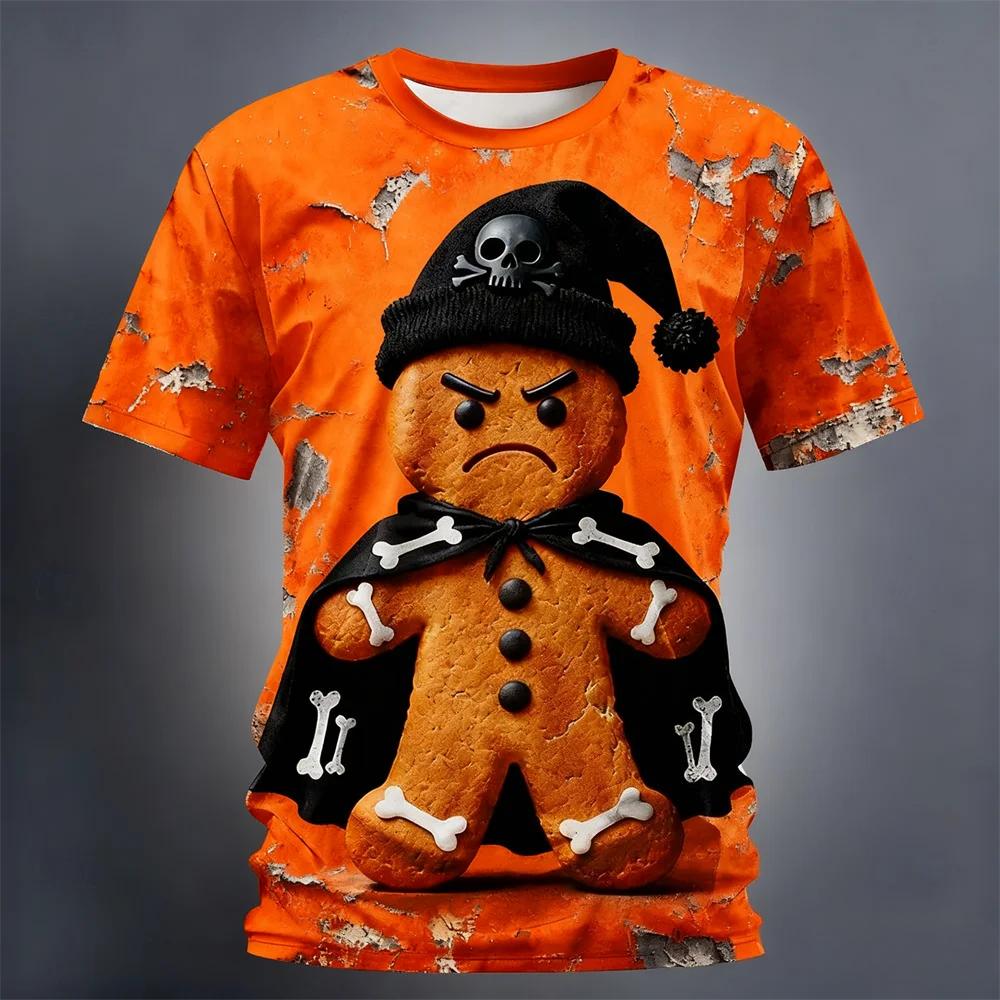 Noworoczna koszulka z krótkim rękawem Boże Narodzenie Piernik 3D Nadruk Męska koszulka Festiwalowa Imprezowa Stroje dla par Stroje dla rodziców i dzieci