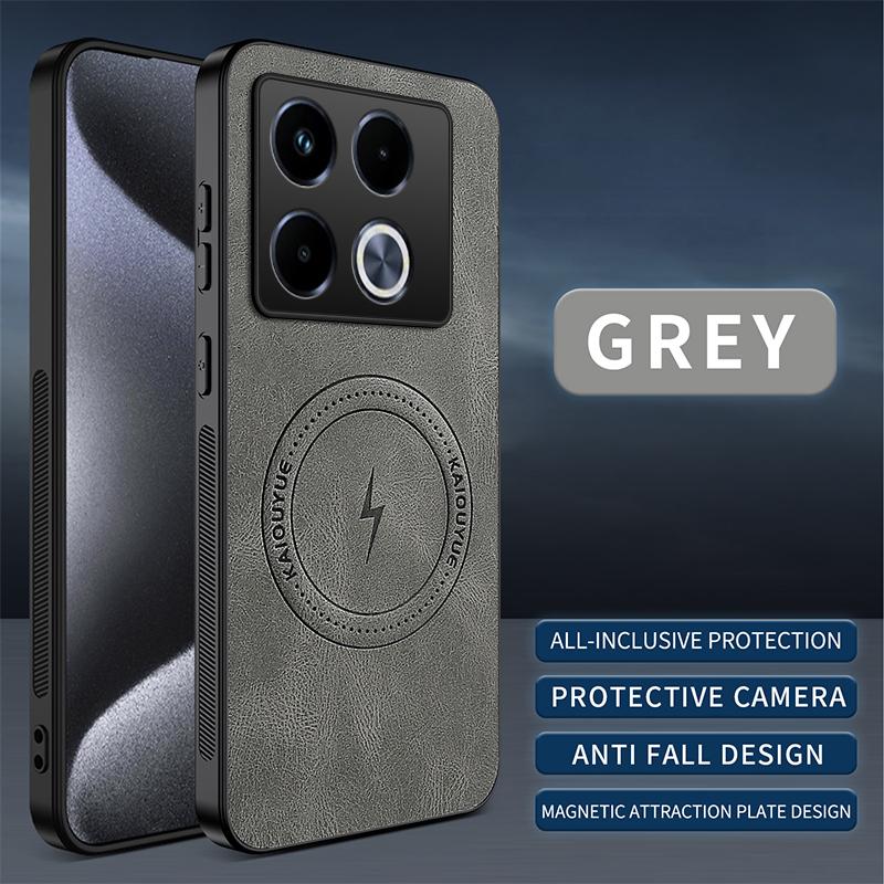 Magnetic Case For Infinix Note 40 Pro Plus 5G Note40 40Pro 4G MagSafe Napa-textured PU Silicone Leather Cover Shockproof Bumper