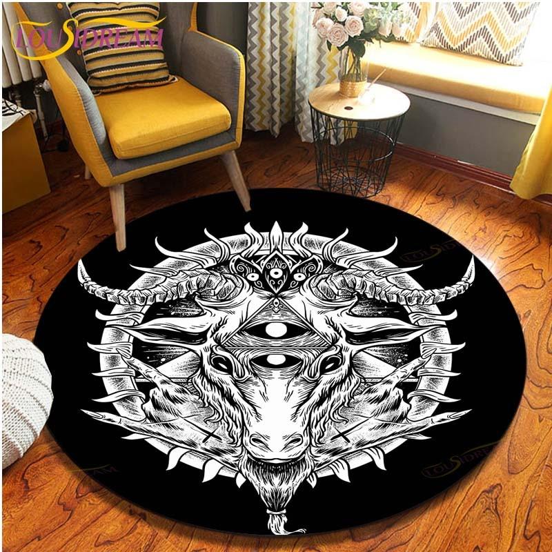 Satan Skull 3D Print Waterproof and Non-slip Circle Cute Floor Rug Round Area Rugs Living Room Children Chair Tent Carpets