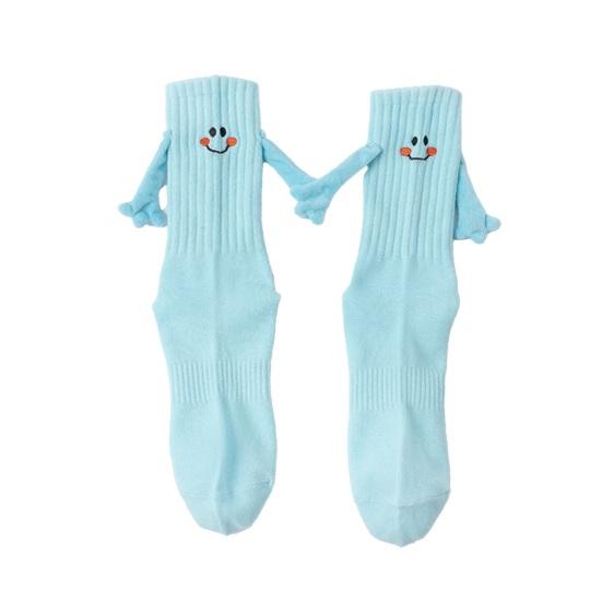 

Женские носки с улыбающимся лицом, магнитные носки для держания за руки, детские подростковые забавные эластичные рубчатые носки до щиколотки для подарков на день рождения, День святого Валентина
