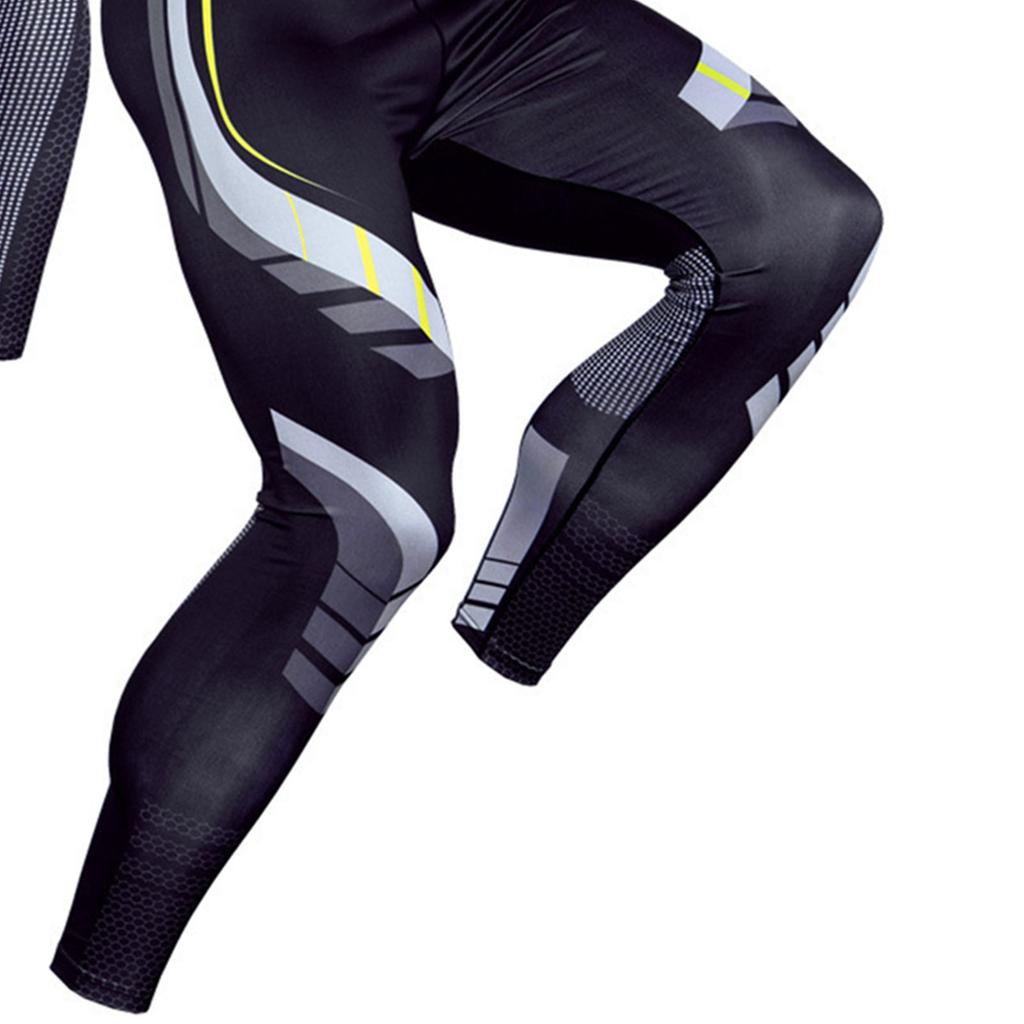 Men Tight Fitness Suit Quick Drying 2 Piece Breathable Workout Suit with Gel Pad for Exercise