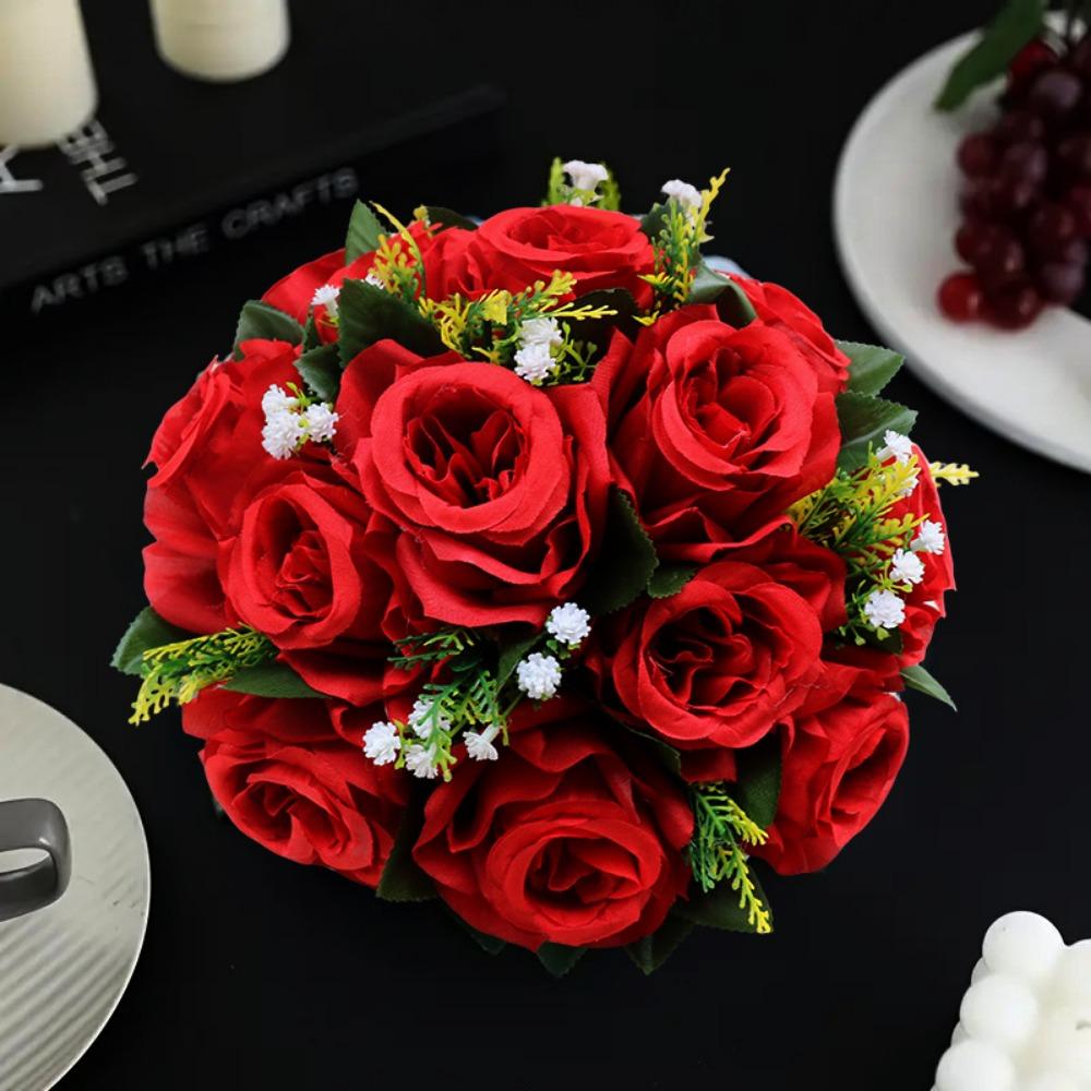 15 Heads Real Happy Flower Mini Photography Photo Gift Valentine's Day Flowers 10 Colors Rose Flowers Decorative Home Decorative