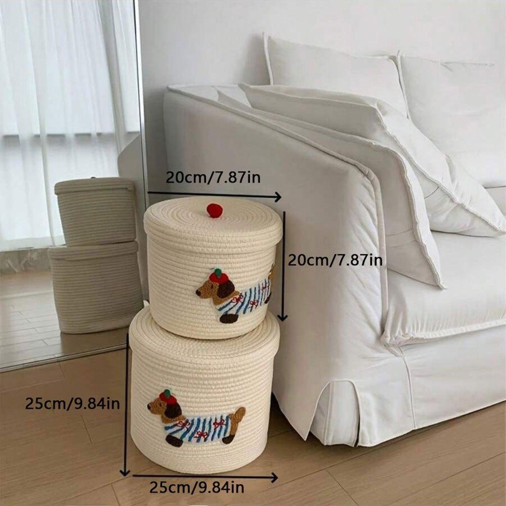 

Large Woven Rope Storage Basket with Lid - Dustproof Organizer for Home, Shelf & Desk. Holiday Decor Storage. M білий