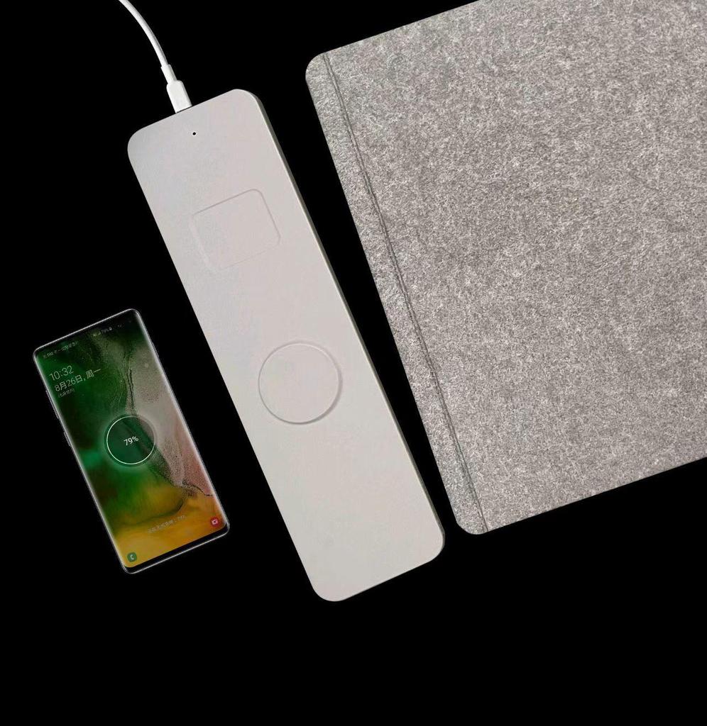 Felt Leather Dual-Sided Anti-Slip Waterproof Desk Mat with Wireless Charging for Phone & Earphones
