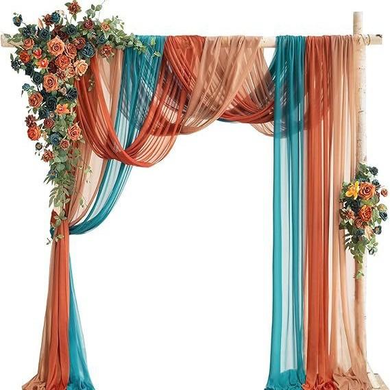 Luxury Wedding Arch Flower Six-Piece Set - 2 Pieces Flower Game 3 Pieces Curtain 1 Arch Suitable For Wedding Diy Decoration