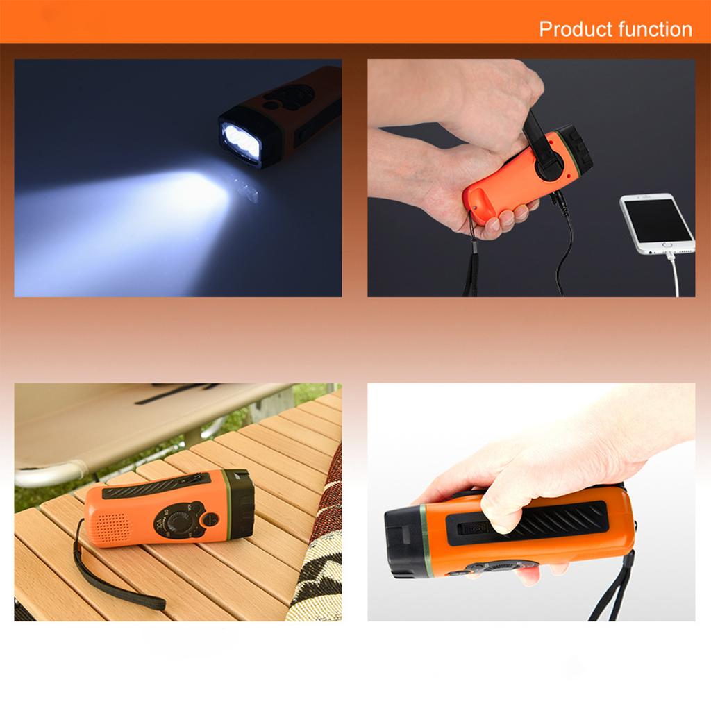 Earthquake Relief Hand Radio Flashlight Alarm Outdoor Waterproof Charging Hand Crank Emergency