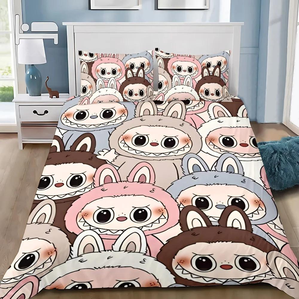 

Милый 3D постельный комплект Labu из 2/3 предметов для спальни, Детский подарок, Подростковый, Взрослый, Микрофибра, Двуспальный, Пододеяльник на молнии, Декор комнаты 140x210cm 2pcs