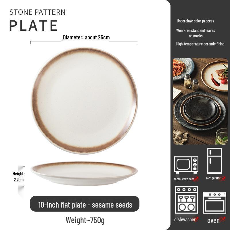 Retro Japanese Ceramic Plate: Creative Black Glaze Dish for Home and Restaurant