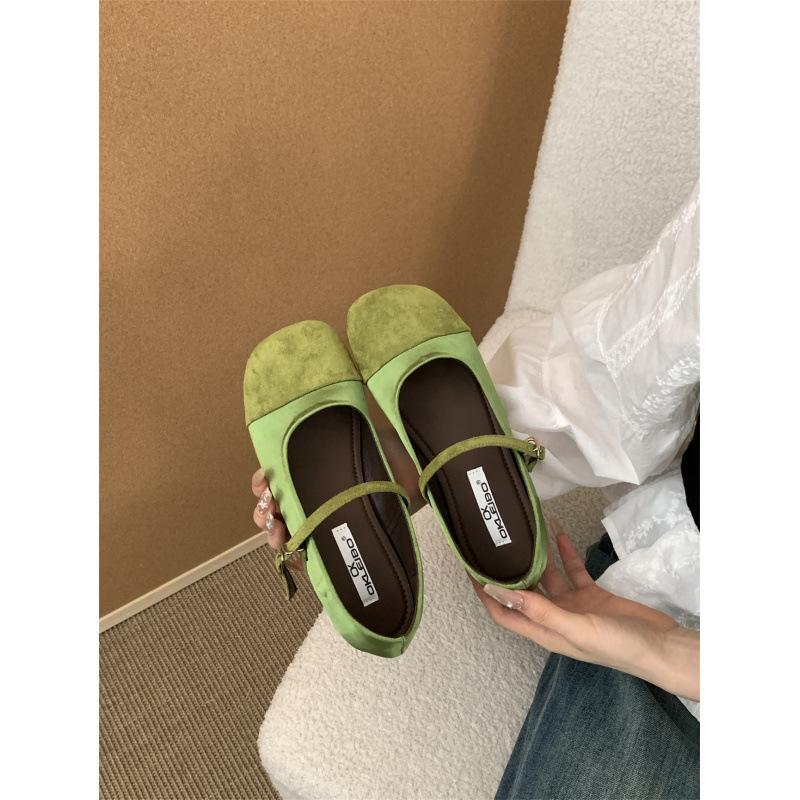 Fashion Cute Mixed Color Satin Velvet Ballet Flats Women Fashion Round Toe Narrow Buckle Mary Jane Shoes for Women Comfort Casual Shoes