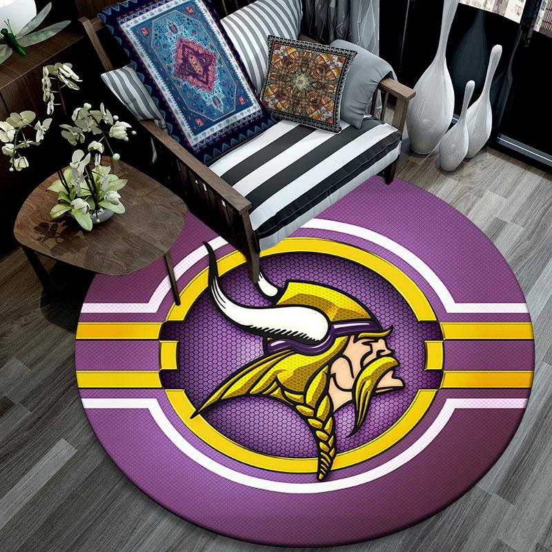 Minnesota Vikings2,Runder Teppich,Teppich für Wohnzimmer Schlafzimmer Sofa Spielzimmer Dekoration,Rutschfeste Bodenmatte