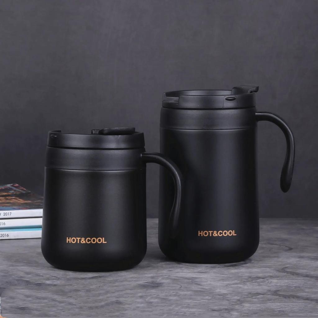 Portable Thermal Water Bottle 350ml Thermos Mug 304 Stainless Steel Coffee Cup with Handle Leak-Proof Vacuum Flask Insulated Cup
